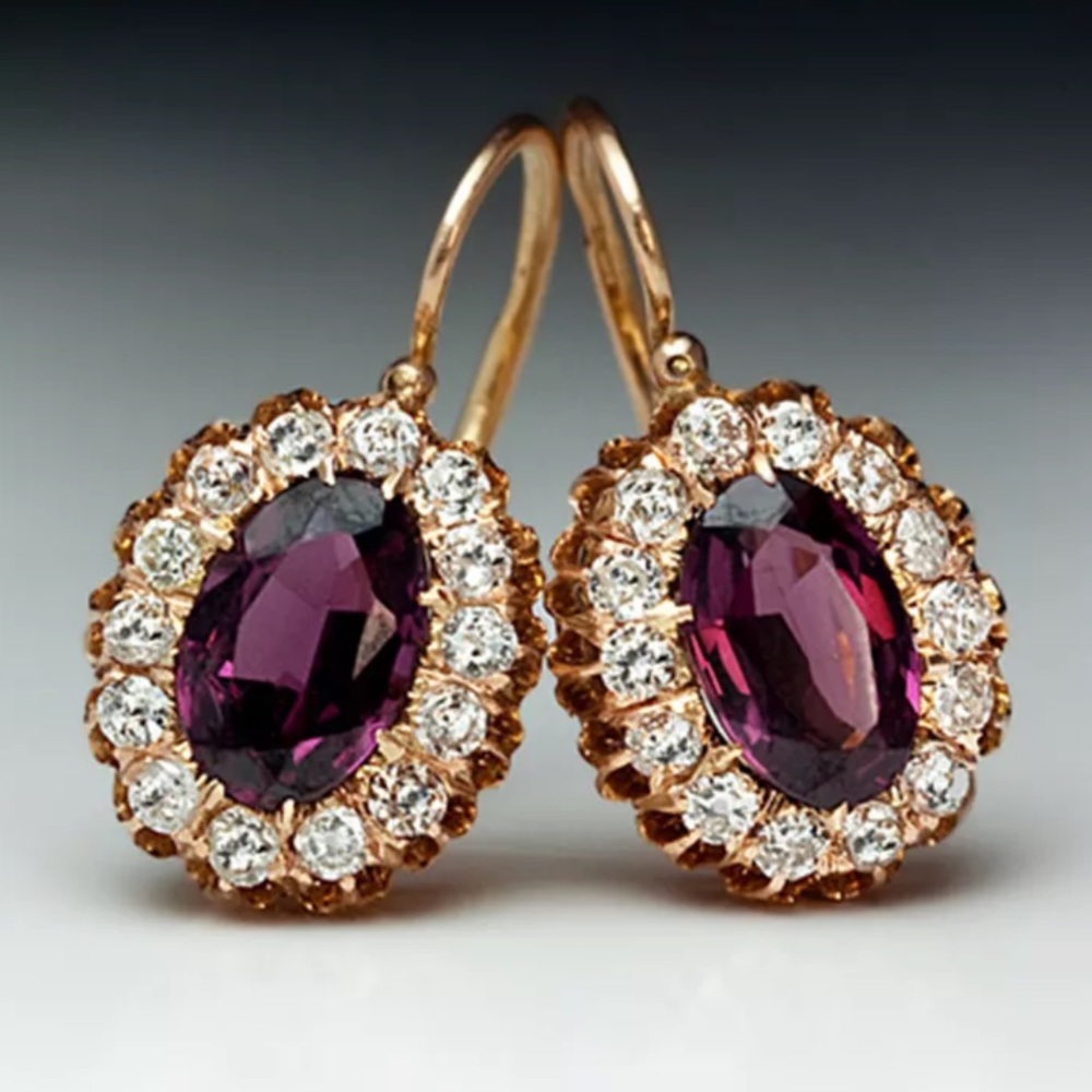 Stunning Raspberry Red Gemstone Luxury Earrings